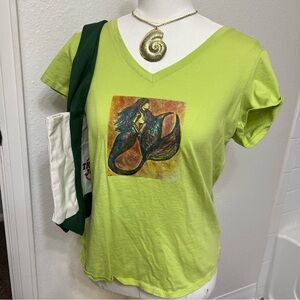 Light green orange mermaid graphic tee shirt tshirt ocean fairytale vacation